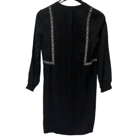 NWT Garnet Hill Lyocell Fabric Embroidered Boho Shirt Dress Size 4 Black - Picture 4 of 16